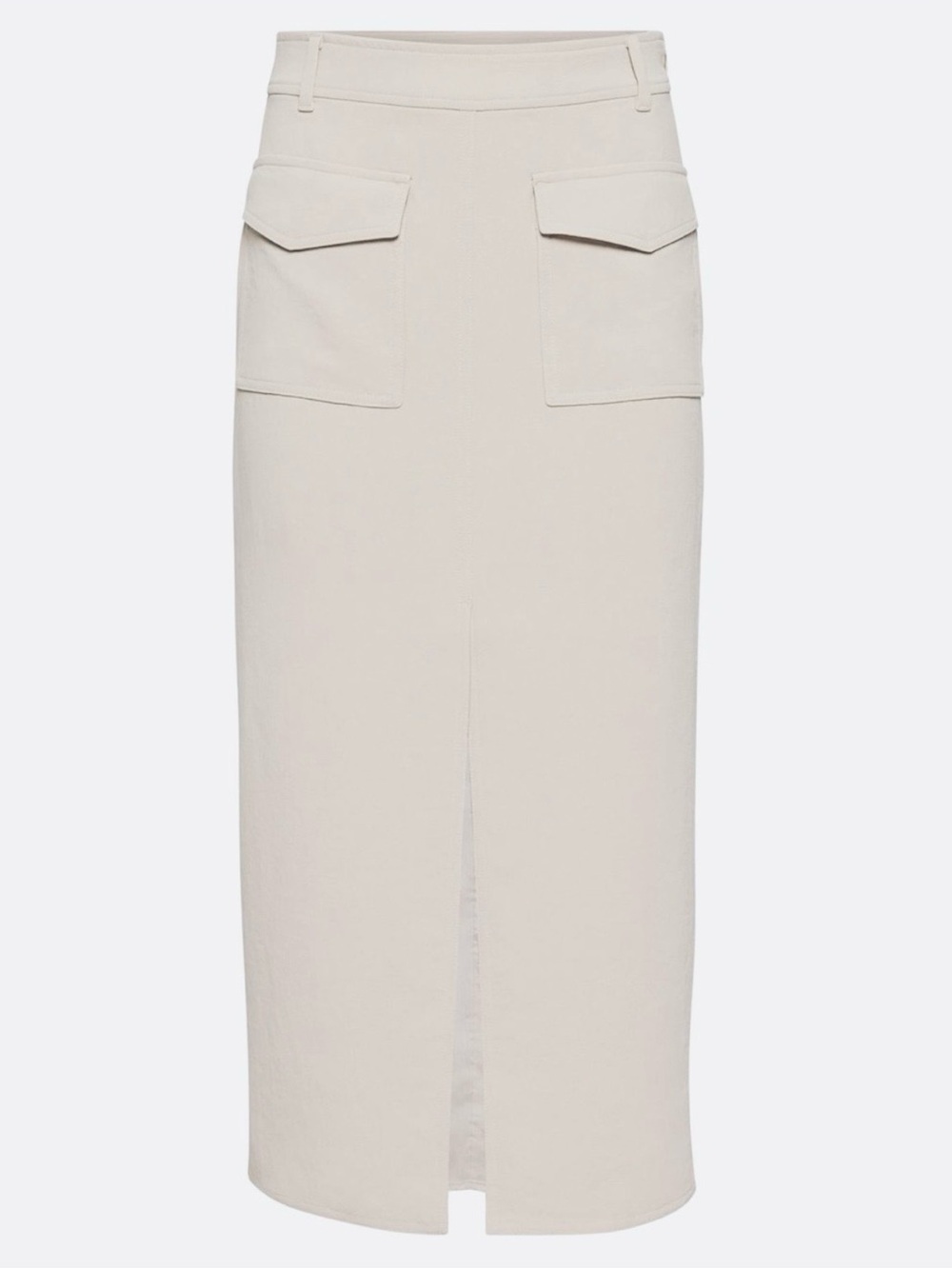Aritzia Cream Midi Pencil Skirt with Front Patch Pockets